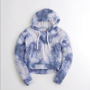 Hollister Ocean Blue fleece tie die hoodie